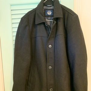 Mens Dockers Black Wool Winter Dress Coat Sz Large